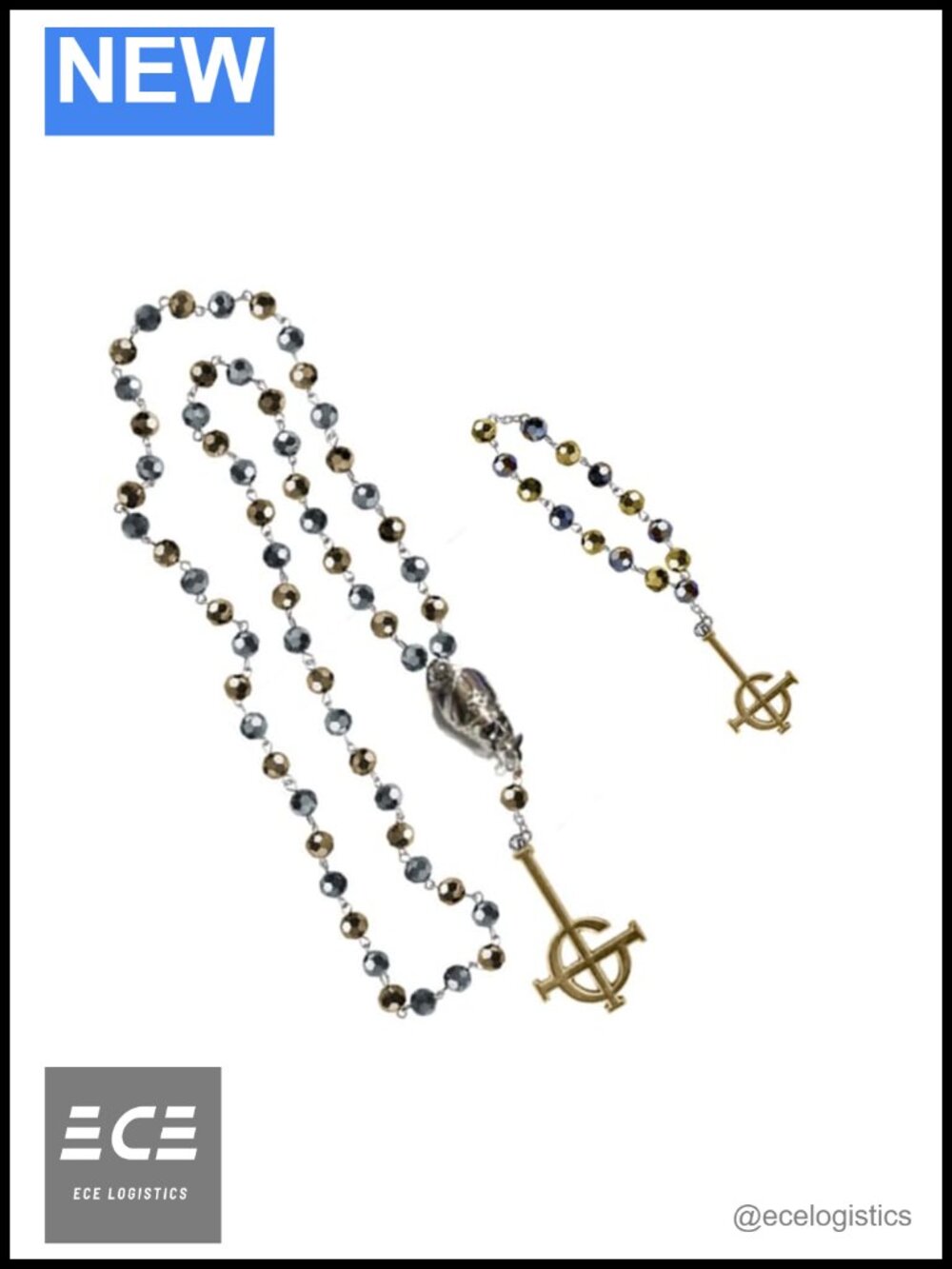 Officially Licensed Ghost Rosary and Bracelet Set Silver Tone Fishhook Clasp